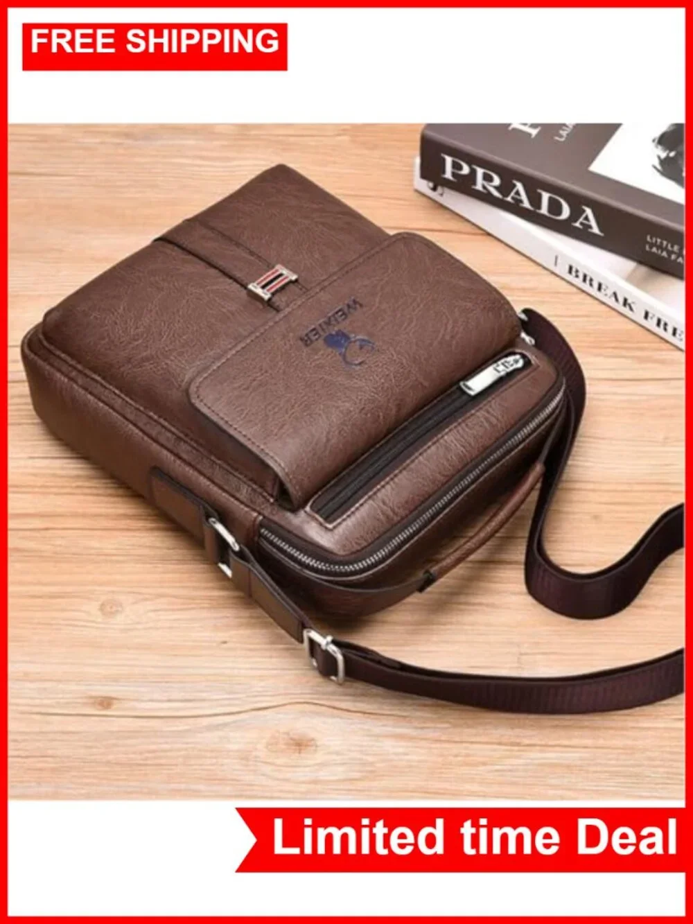 Men's PU Leather Messenger Bag Crossbody Shoulder Purse Satchel Pouch